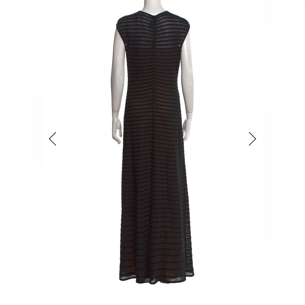St. John Black Sheer Striped Maxi Dress — image 4 of 8